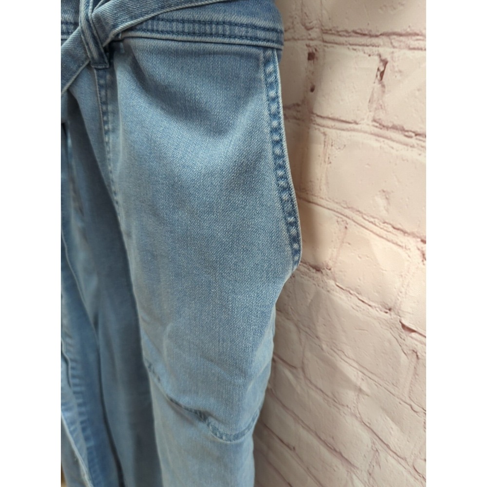 Lane Bryant blue jean romper 24S 24 short belted waist zip front wide leg 3/4slv - Picture 11 of 15